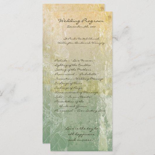 25 4x9 Huwelijksprogramma Bloemen Antiek Programma (Voorkant / Achterkant)