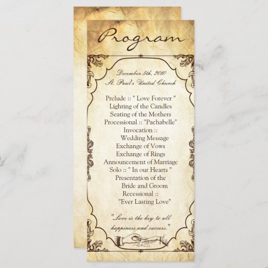 25 4x9 huwelijksprogramma ceremonie Ring Excha Programma (Voorkant / Achterkant)