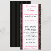 25 4x9 Huwelijksprogramma Damask/Stripes Roze Kroo Programma (Voorkant / Achterkant)