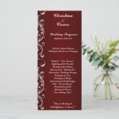 25 4x9 Huwelijksprogramma Dark Maroon Grey Swirls Programma (Staand voorkant)