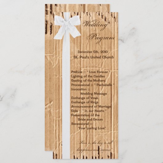 25 4x9 huwelijksprogramma gescheurd karton bewegen programma (Voorkant / Achterkant)