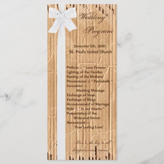 25 4x9 huwelijksprogramma gescheurd karton bewegen programma (Voorkant)