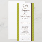 25 4x9 Huwelijksprogramma Groene en Bruine Damask Programma (Voorkant / Achterkant)