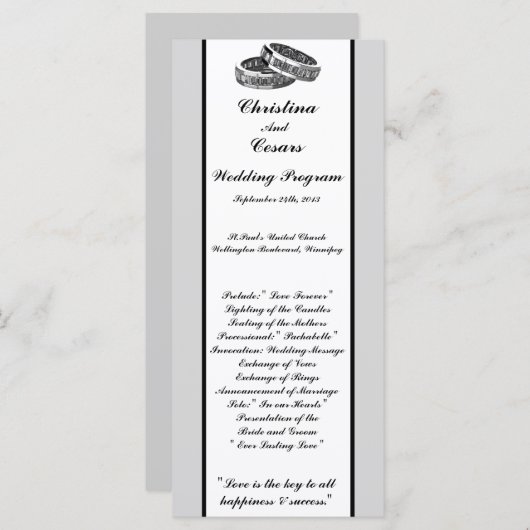 25 4x9 huwelijksprogramma His/Hers Diamond Wedding Programma (Voorkant / Achterkant)