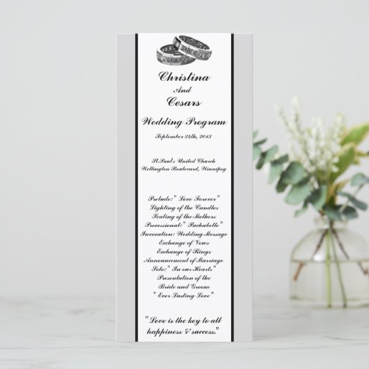 25 4x9 huwelijksprogramma His/Hers Diamond Wedding Programma (Staand voorkant)