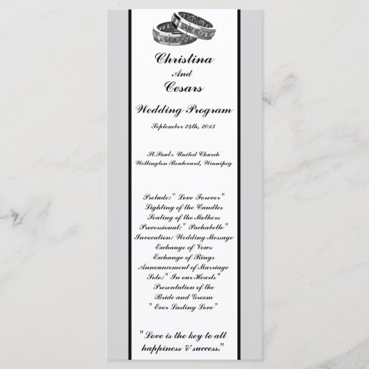 25 4x9 huwelijksprogramma His/Hers Diamond Wedding Programma (Voorkant)