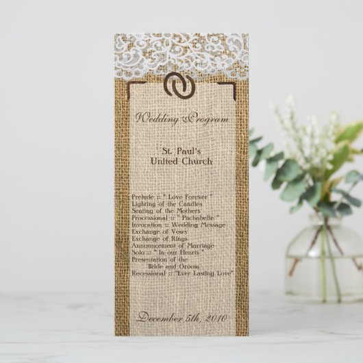 25 4x9 Huwelijksprogramma Hoefijzers op Burlap Lac Programma (Staand voorkant)