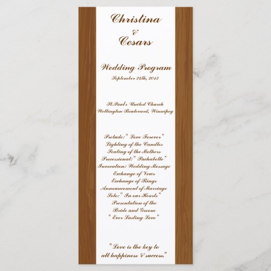 25 4x9 Huwelijksprogramma Houten Plank Bloemenbrui Programma (Voorkant)