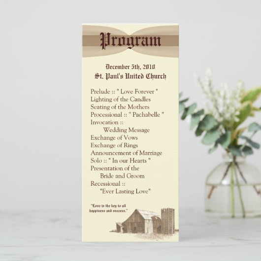 25 4x9 Huwelijksprogramma Landschuur Boerderij Programma (Staand voorkant)