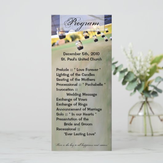 25 4x9 Huwelijksprogramma Mason Jar Kaarsenhouders Programma (Staand voorkant)