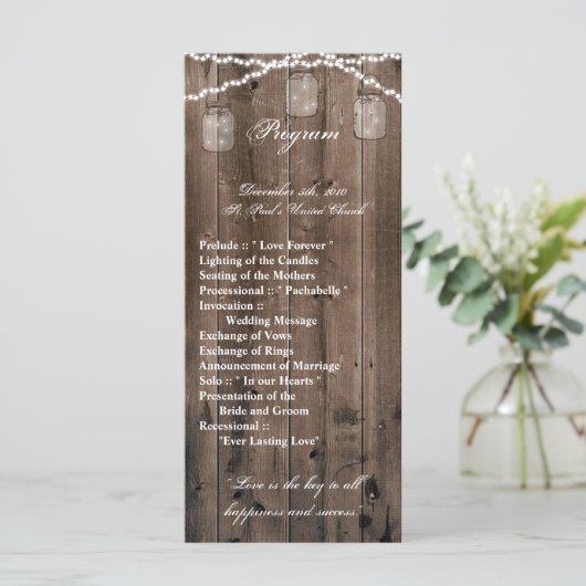 25 4x9 Huwelijksprogramma Mason Jar String Lights Programma (Staand voorkant)