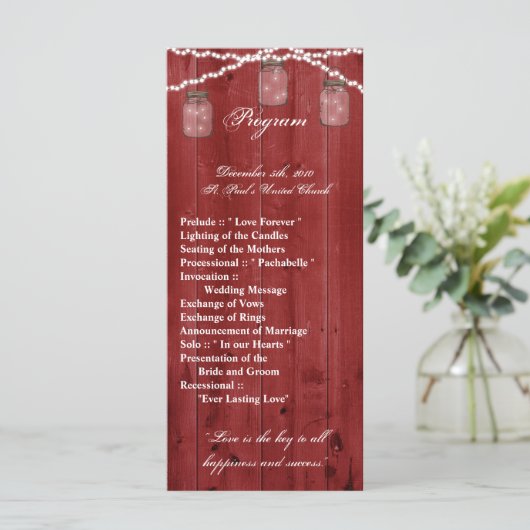 25 4x9 Huwelijksprogramma Mason Jar String Lights  Programma (Staand voorkant)