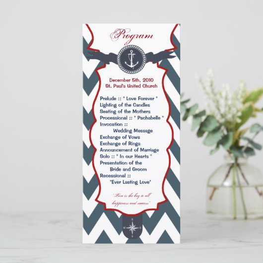 25 4x9 Huwelijksprogramma Nautisch Ankerkompas Oce Programma (Staand voorkant)