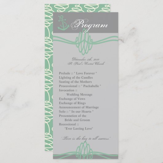 25 4x9 Huwelijksprogramma Nautische Knoop Anker Ti Programma (Voorkant / Achterkant)