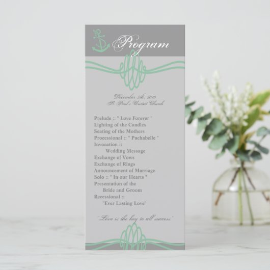 25 4x9 Huwelijksprogramma Nautische Knoop Anker Ti Programma (Staand voorkant)
