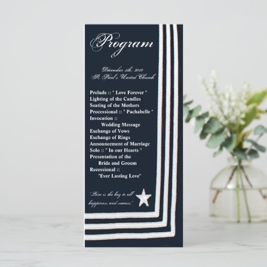 25 4x9 Huwelijksprogramma Navy Zomerjurk Blues Uni Programma (Staand voorkant)