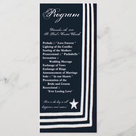 25 4x9 Huwelijksprogramma Navy Zomerjurk Blues Uni Programma (Voorkant)