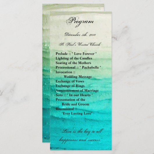 25 4x9 huwelijksprogramma Ombre Blue Frosting Programma (Voorkant / Achterkant)