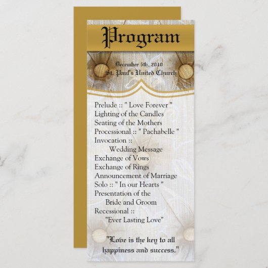 25 4x9 huwelijksprogramma Pintuck Fabric Tayl Programma (Voorkant / Achterkant)