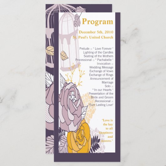 25 4x9 Huwelijksprogramma pruimenmosterd Roos Programma (Voorkant / Achterkant)