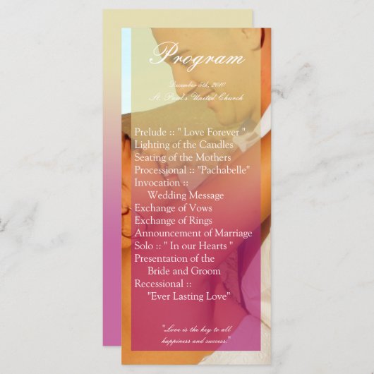 25 4x9 Huwelijksprogramma Roze Ombre Sunset Fade R Programma (Voorkant / Achterkant)