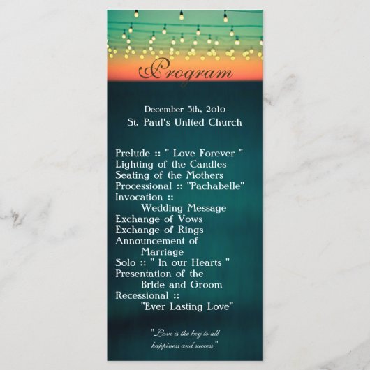 25 4x9 huwelijksprogramma Sunset String Lights Yar Programma (Voorkant)