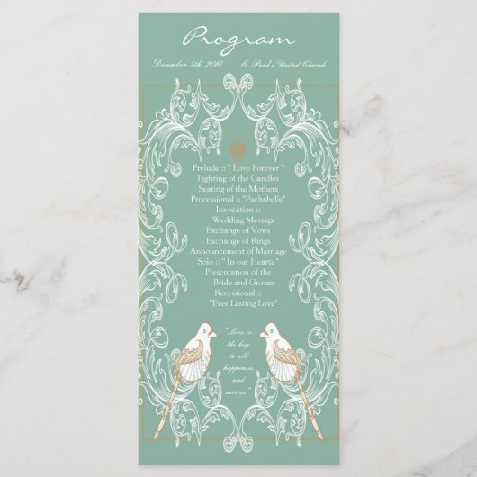 25 4x9 Huwelijksprogramma  Tortelduifjes Aqua Tea Programma (Voorkant)