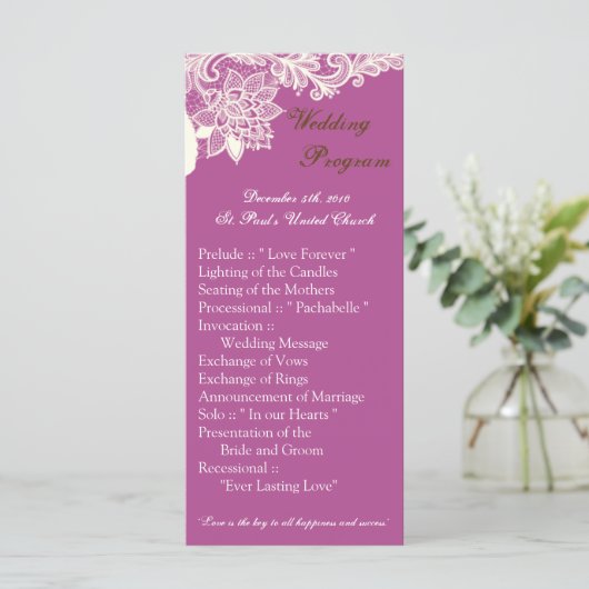 25 4x9 Huwelijksprogramma Victoriaans Lace Orch Programma (Staand voorkant)