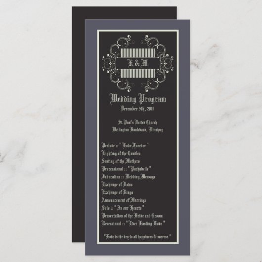25 4x9 Huwelijksprogramma Zwart Stropdas Affair fi Programma (Voorkant / Achterkant)