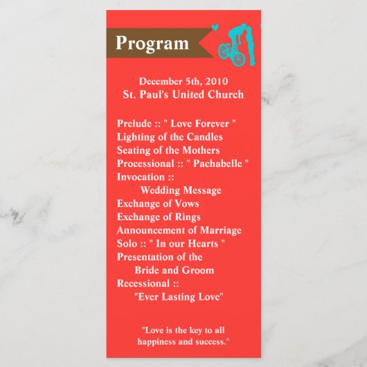 25 4x9 Programme de mariage Ado Love Couple sur vé (Devant)