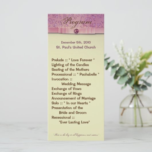 25 4x9 Programme de mariage Amethyst Jewel Embosse (Debout devant)