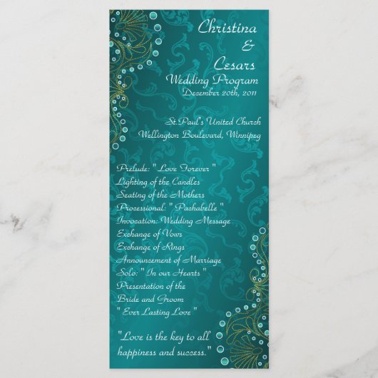 25 4x9 Programme de mariage Arabian Turquoise (Devant)