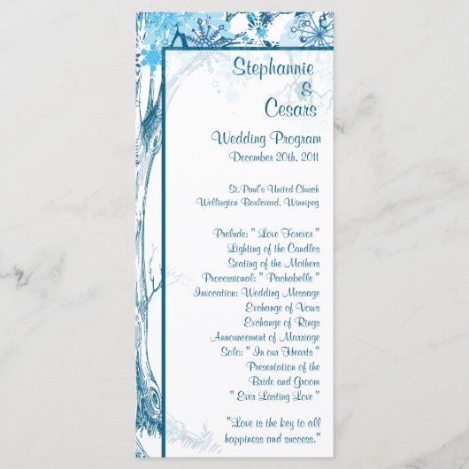 25 4x9 Programme de mariage Arbre bleu / Flammes d (Devant)