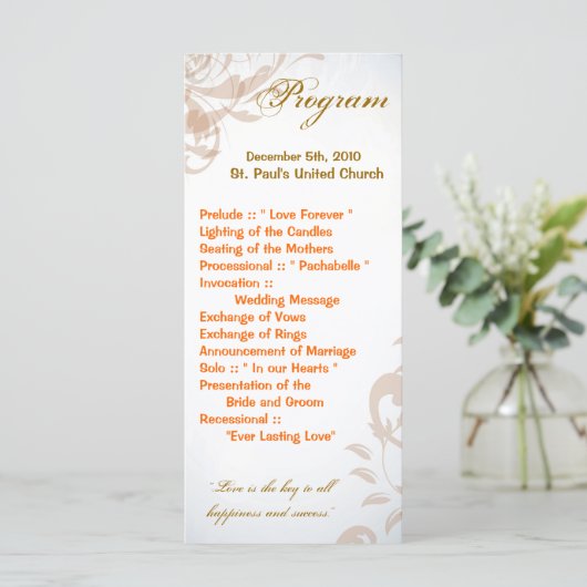 25 4x9 Programme de mariage Automne Filigree Autom (Debout devant)