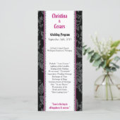 25 4x9 Programme de mariage Black Floral Hot Pink (Debout devant)