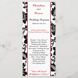25 4x9 Programme de mariage Black Flourish Red Str
