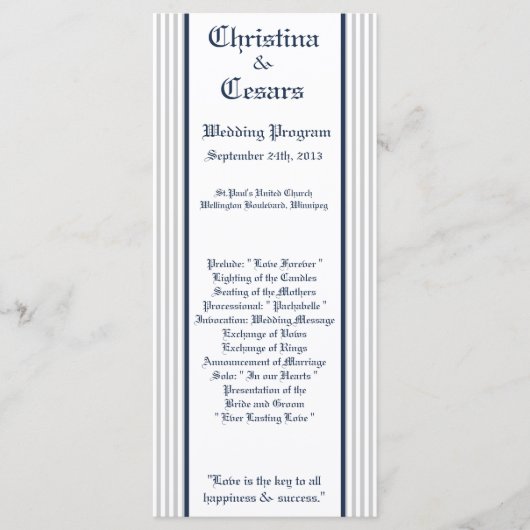 25 4x9 Programme de mariage Blue Seahorse stripes (Devant)