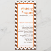 25 4x9 Programme de mariage Brown Orange Chevron (Devant)