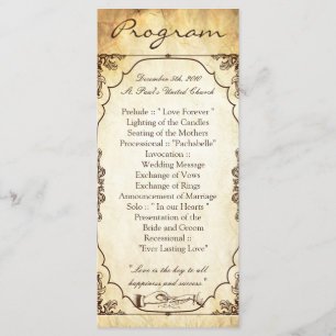 25 4x9 Programme de mariage Cérémonie Vintage Anne