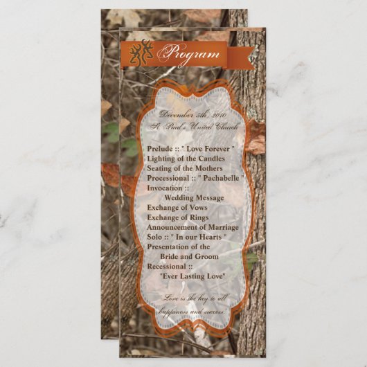 25 4x9 Programme de mariage Chasse Couple Deer Doe (Devant / Derrière)