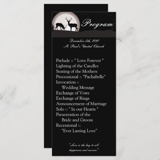 25 4x9 Programme de mariage Chasseurs Lune Deer Bu (Devant / Derrière)