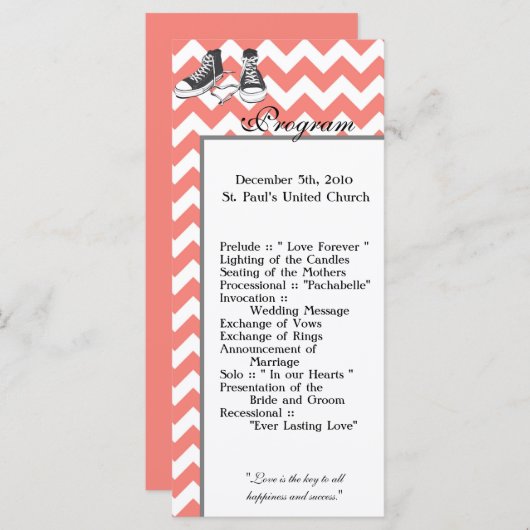 25 4x9 Programme de mariage Chevron Stripe Zig Zag (Devant / Derrière)