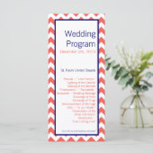 25 4x9 Programme de mariage Coral Marine Bleu Chev (Debout devant)