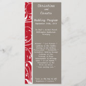 25 4x9 Programme de mariage Crimson Red Grey Bg Wh (Devant)