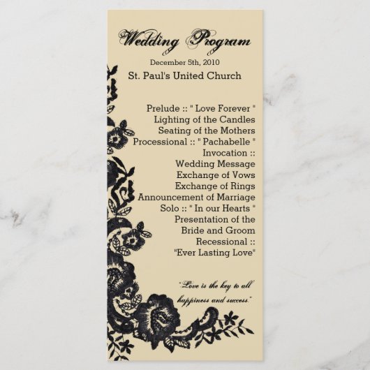 25 4x9 Programme de mariage Dentelle Vintage Appli (Devant)