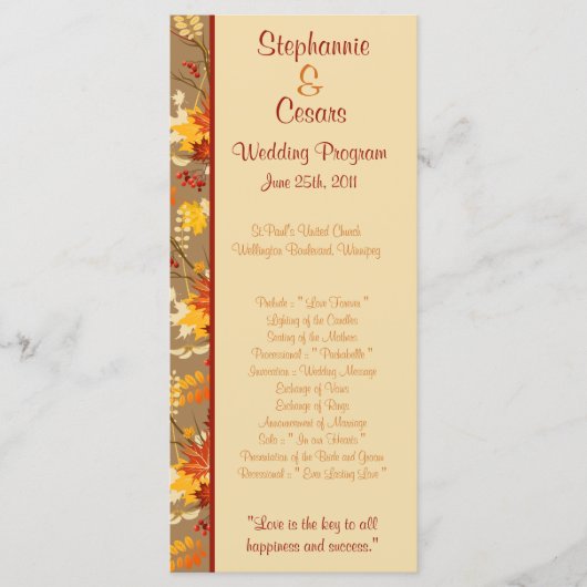 25 4x9 Programme de mariage Direction de l'automne (Devant)