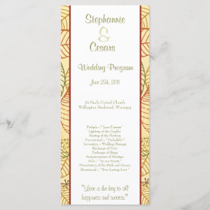 25 4x9 Programme de mariage Feuilles d'automne