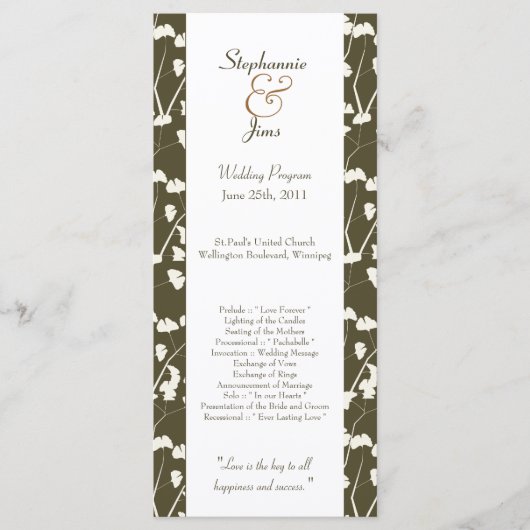 25 4x9 Programme de mariage Feuilles de Ginkgo bla (Devant)