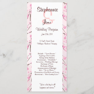 25 4x9 Programme de mariage Fleur de cerisier rose