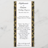25 4x9 Programme de mariage Gold et Black Damask (Devant)